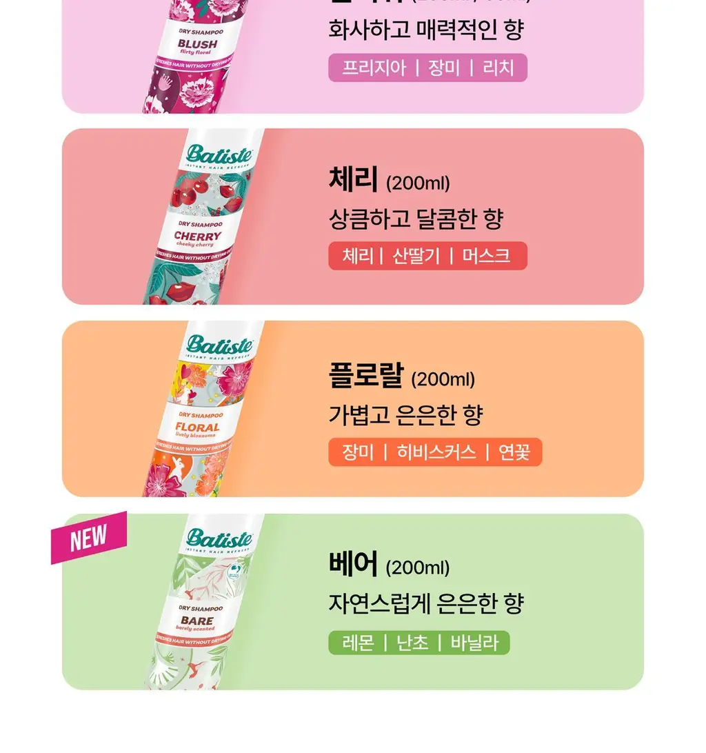 [유분순삭/뽀송] 바티스트 드라이샴푸 체리 200ml 상세페이지 8